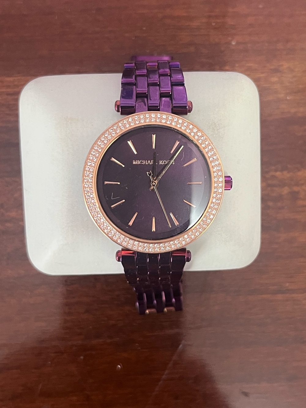 Michael Kors Purple Dial Women's Bracelet Watch with Crystal Bezel